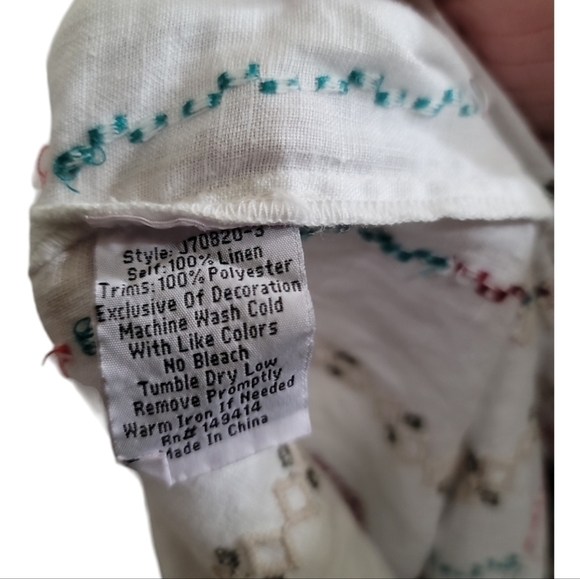 Johnny Was Verena Side Slit Skirt Medium 100% Linen multicolored Embroidery - Picture 7 of 7